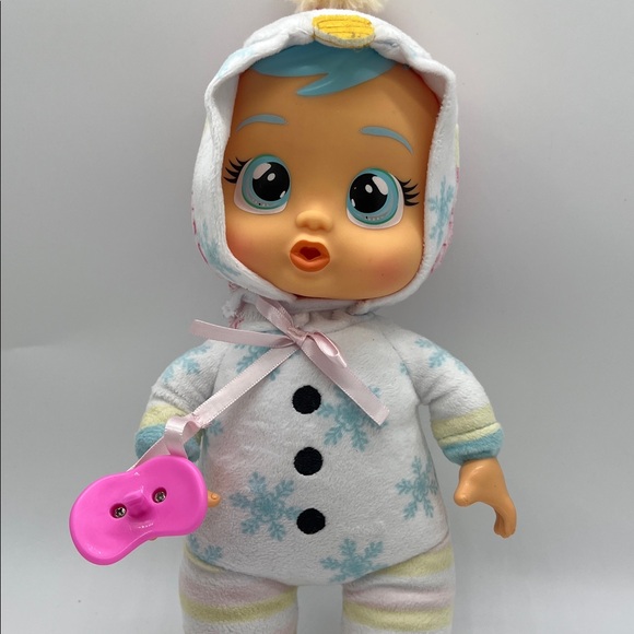 Adorable Cry Babies Tiny Cuddles Christmas Baby Doll with Snowflake Outfit - Picture 1 of 8